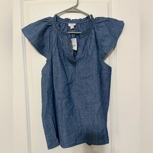 JCREW Chambray Ruffle Top